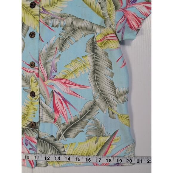 La Cabana Hawaiian Shirt Men’s M Blue Floral Rayon Button Down Tropical - Picture 7 of 10